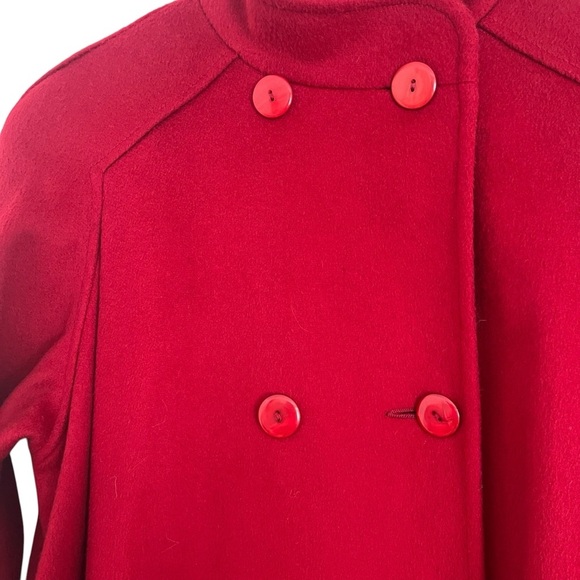 Vintage Alorna Wool Coat – Bold Red Double-Breasted Mid-Length Made in USA large - Picture 4 of 14